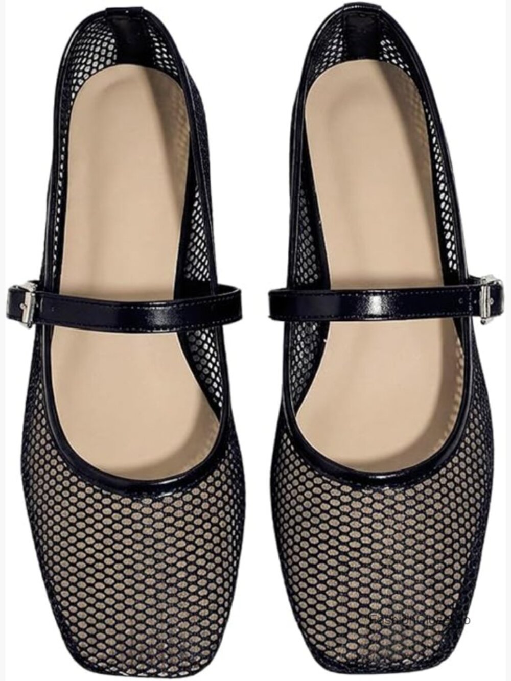 Mesh Ballet Flats Square Closed Toe Maryjane Flat Shoes - Picture 1 of 6